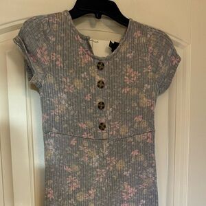 Girls Floral Ribbed Jumpsuit - Art Class Size M (7/8)